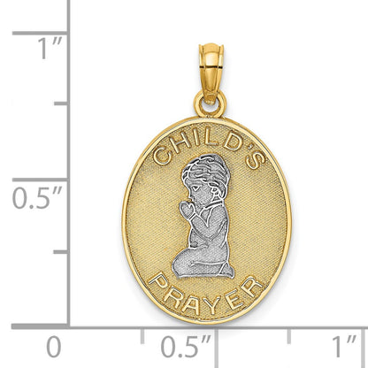 14k Yellow u0026 Rhodium Gold w/Rhodium Reversible CHILDS PRAYER w/Boy Charm