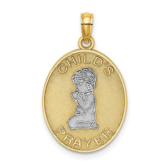 14k Yellow u0026 Rhodium Gold w/Rhodium Reversible CHILDS PRAYER w/Boy Charm