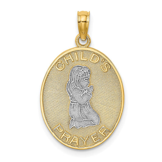 14k Yellow u0026 Rhodium Gold w/Rhodium Reversible CHILDS PRAYER w/Girl Charm
