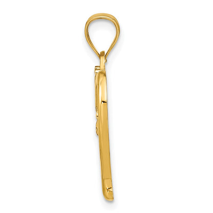 14k Yellow u0026 Rhodium Gold w/Rhodium Diamond-cut Heart Charm