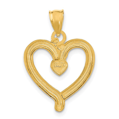 14k Yellow u0026 Rhodium Gold w/Rhodium Diamond-cut Heart Charm