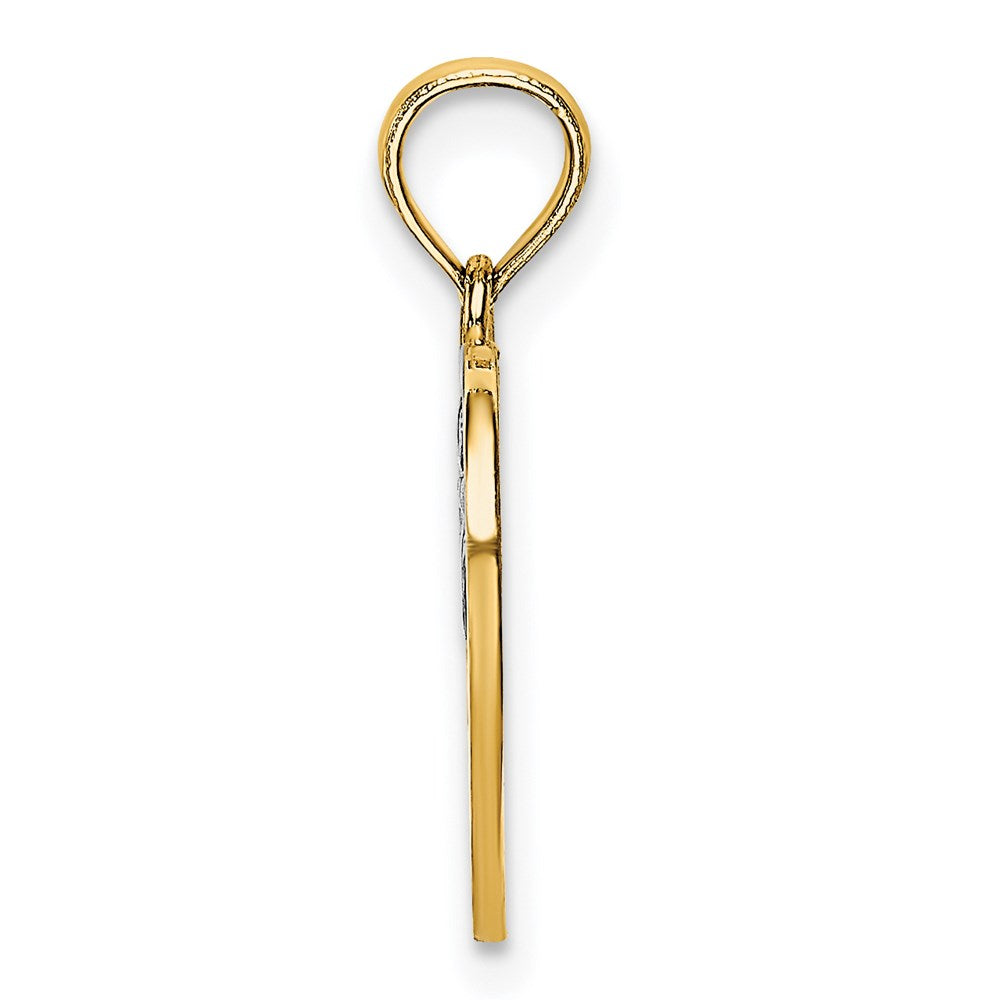 14k Yellow u0026 Rhodium Gold w/Rhodium MOM and Angel Heart Charm