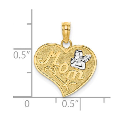 14k Yellow u0026 Rhodium Gold w/Rhodium MOM and Angel Heart Charm