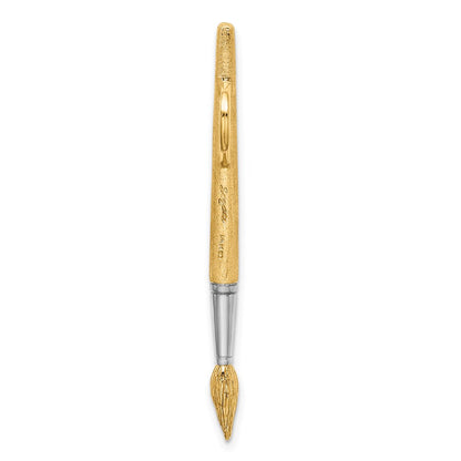 14k Yellow u0026 Rhodium Gold w/Rhodium  3-D Water Paint Brush Charm
