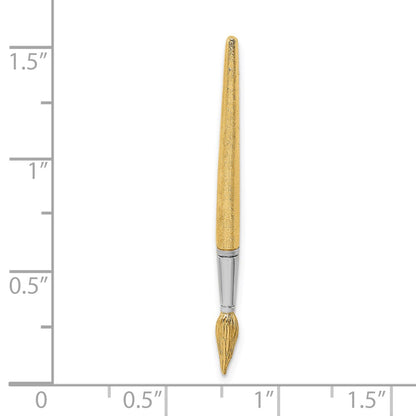 14k Yellow u0026 Rhodium Gold w/Rhodium  3-D Water Paint Brush Charm