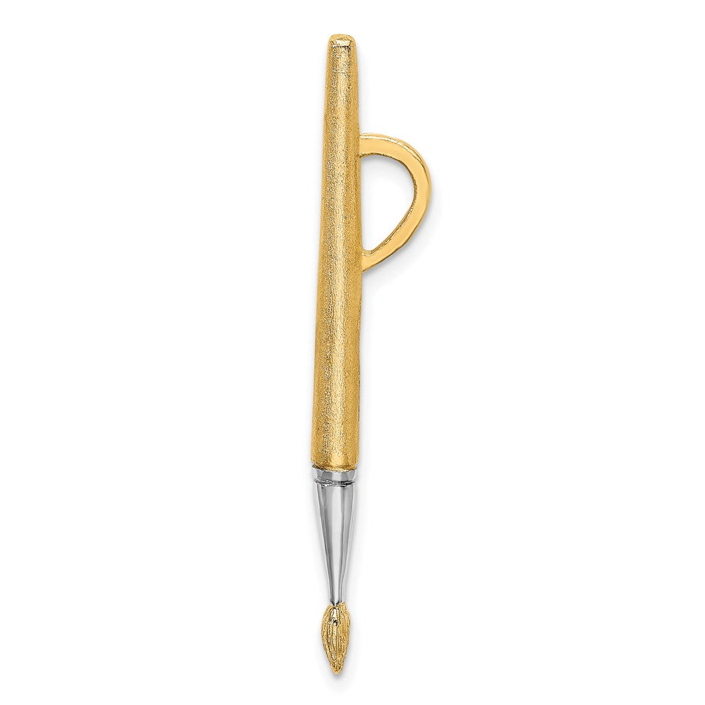 14k Yellow & Rhodium Gold w/Rhodium  3-D Oil Paint Brush Charm