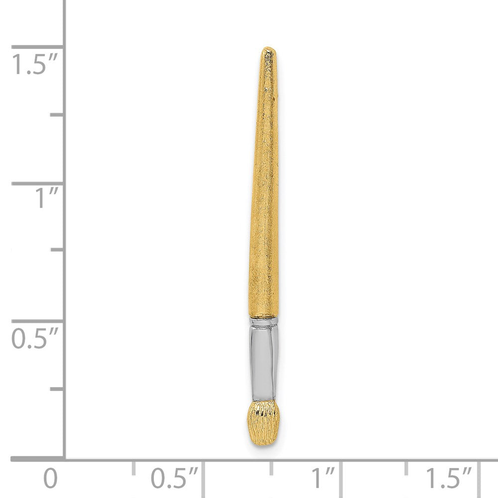 14k Yellow & Rhodium Gold w/Rhodium  3-D Oil Paint Brush Charm