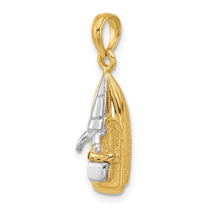 14k Yellow u0026 Rhodium Gold w/Rhodium 3-D Wave Runner W/ Moveable Seat Charm