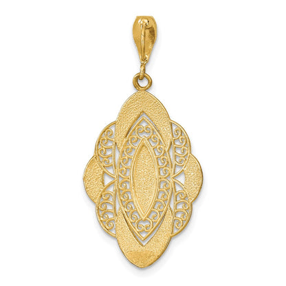 14k Yellow u0026 Rhodium Gold w/Rhodium D/C Filigree Oval Charm