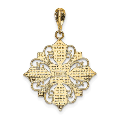 14k Yellow u0026 Rhodium Gold w/ Rhodium Cut-out Cross Medallion Charm