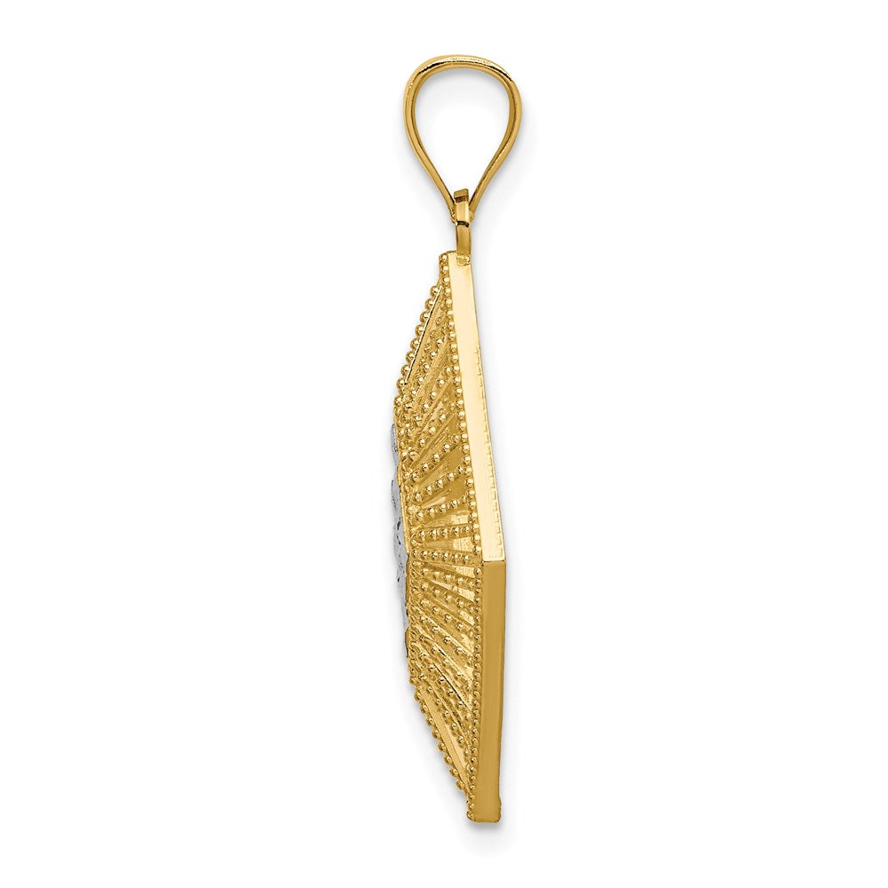 14k Yellow & Rhodium Gold w/Rhodium D/C Diamond Shape Charm