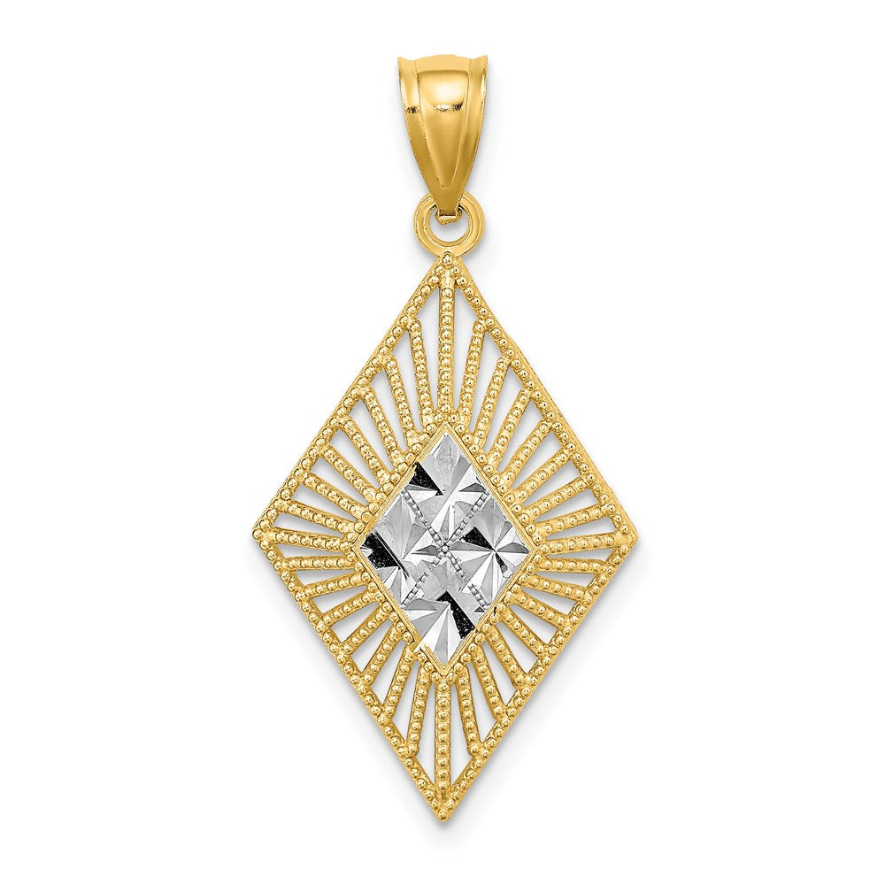 14k Yellow & Rhodium Gold w/Rhodium D/C Diamond Shape Charm – goldia.co.uk
