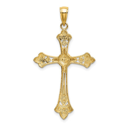 14k Yellow u0026 Rhodium Gold W/ Rhodium D/C Edges Cross Charm