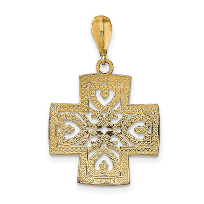 14k Yellow u0026 Rhodium Gold w/Rhodium D/C Heart Cross Charm