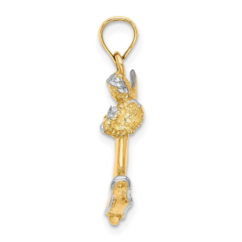 14k Yellow u0026 Rhodium Gold w/ White Rhodium 3-D Angel Playing Violin Charm