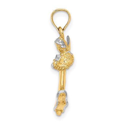 14k Yellow u0026 Rhodium Gold w/ White Rhodium 3-D Angel Playing Violin Charm