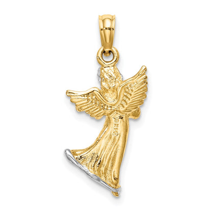 14k Yellow u0026 Rhodium Gold w/ White Rhodium 3-D Angel Playing Violin Charm