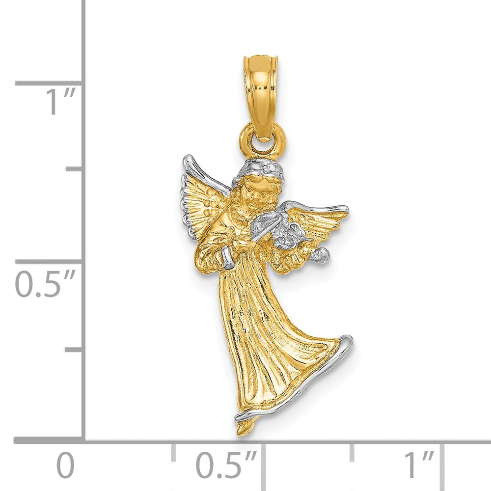 14k Yellow u0026 Rhodium Gold w/ White Rhodium 3-D Angel Playing Violin Charm