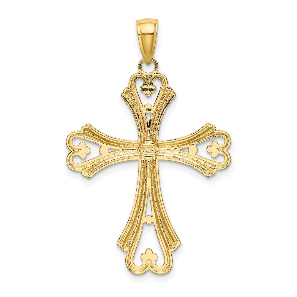 14k Yellow u0026 Rhodium Gold W/ Rhodium Beaded Heart Cross Charm