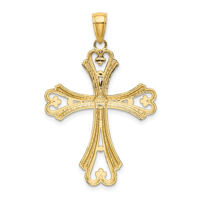 14k Yellow u0026 Rhodium Gold W/ Rhodium Beaded Heart Cross Charm