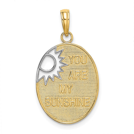 14k Yellow u0026 Rhodium Gold w/Rhodium YOU ARE MY SUNSHINE Cut-out Sun Charm
