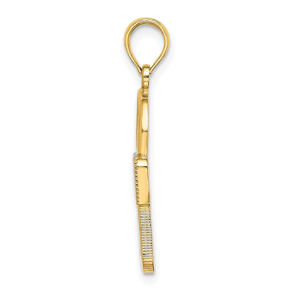 14k Yellow u0026 Rhodium Gold w/Rhodium Lock Charm