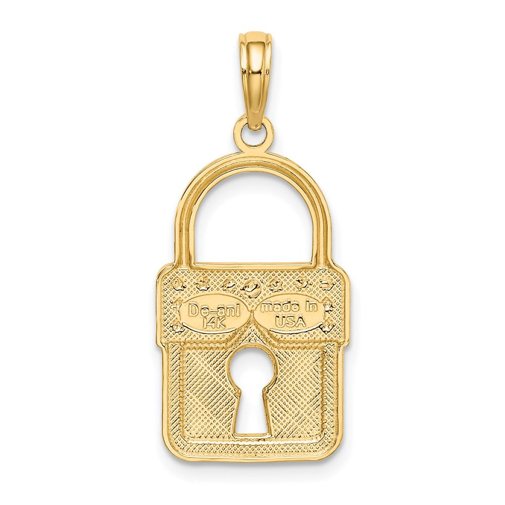 14k Yellow u0026 Rhodium Gold w/Rhodium Lock Charm