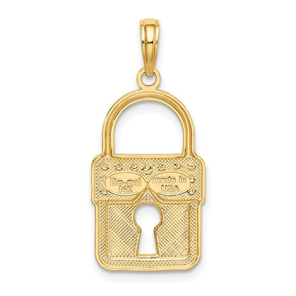 14k Yellow u0026 Rhodium Gold w/Rhodium Lock Charm