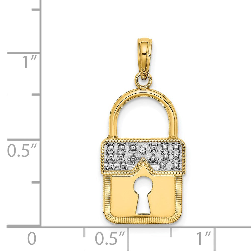 14k Yellow u0026 Rhodium Gold w/Rhodium Lock Charm