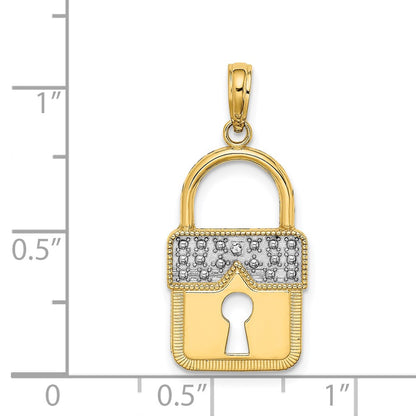 14k Yellow u0026 Rhodium Gold w/Rhodium Lock Charm