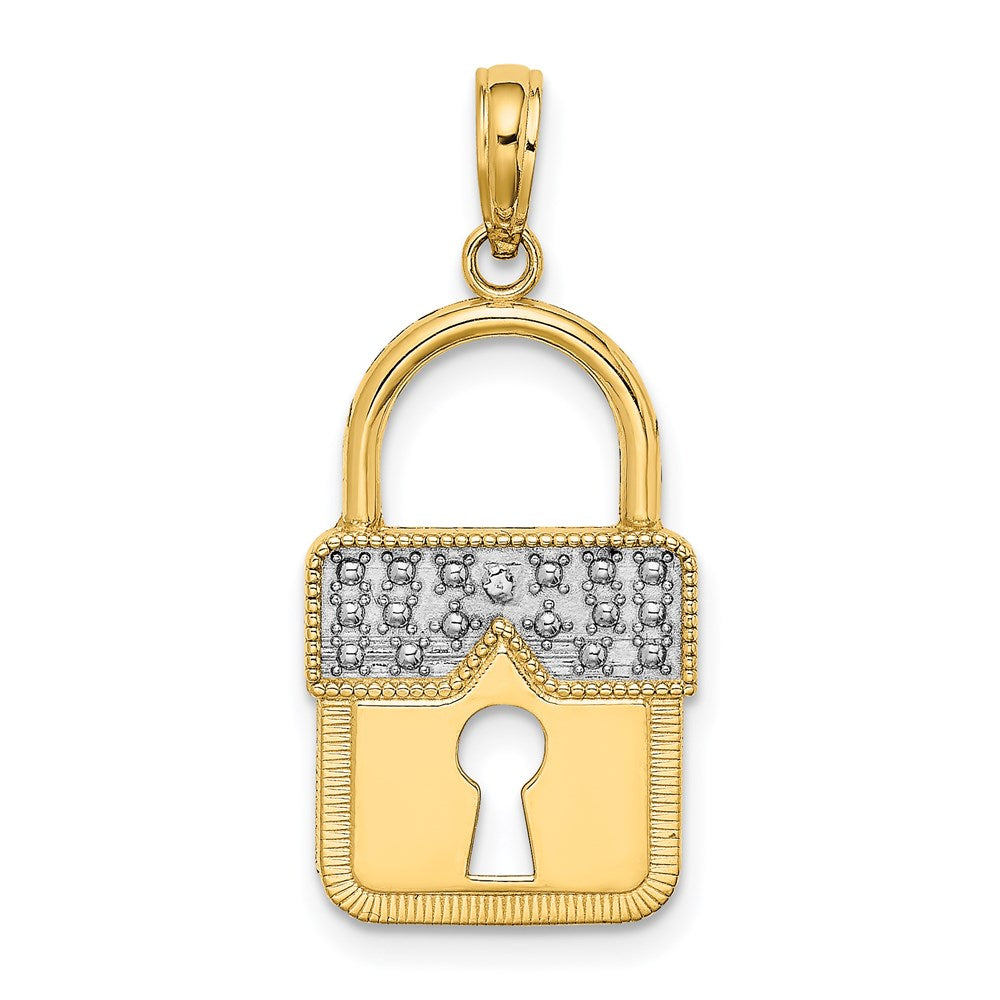 14k Yellow u0026 Rhodium Gold w/Rhodium Lock Charm