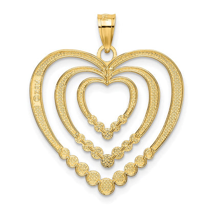 14k Yellow u0026 Rhodium Gold w/ Rhodium Diamond-cut Polished 3-Hearts Charm
