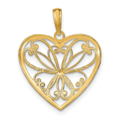 14k Yellow u0026 Rhodium Gold w/Rhodium Filigree Heart Charm