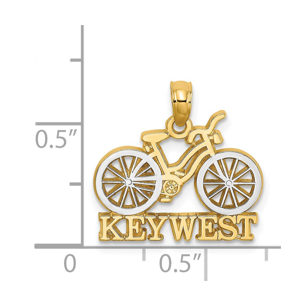 14k Yellow u0026 Rhodium Gold with White Rhodium KEY WEST Bicycle Charm