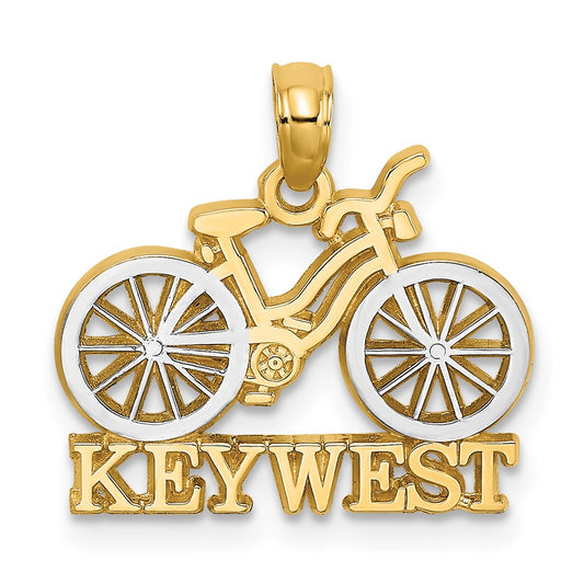 14k Yellow u0026 Rhodium Gold with White Rhodium KEY WEST Bicycle Charm