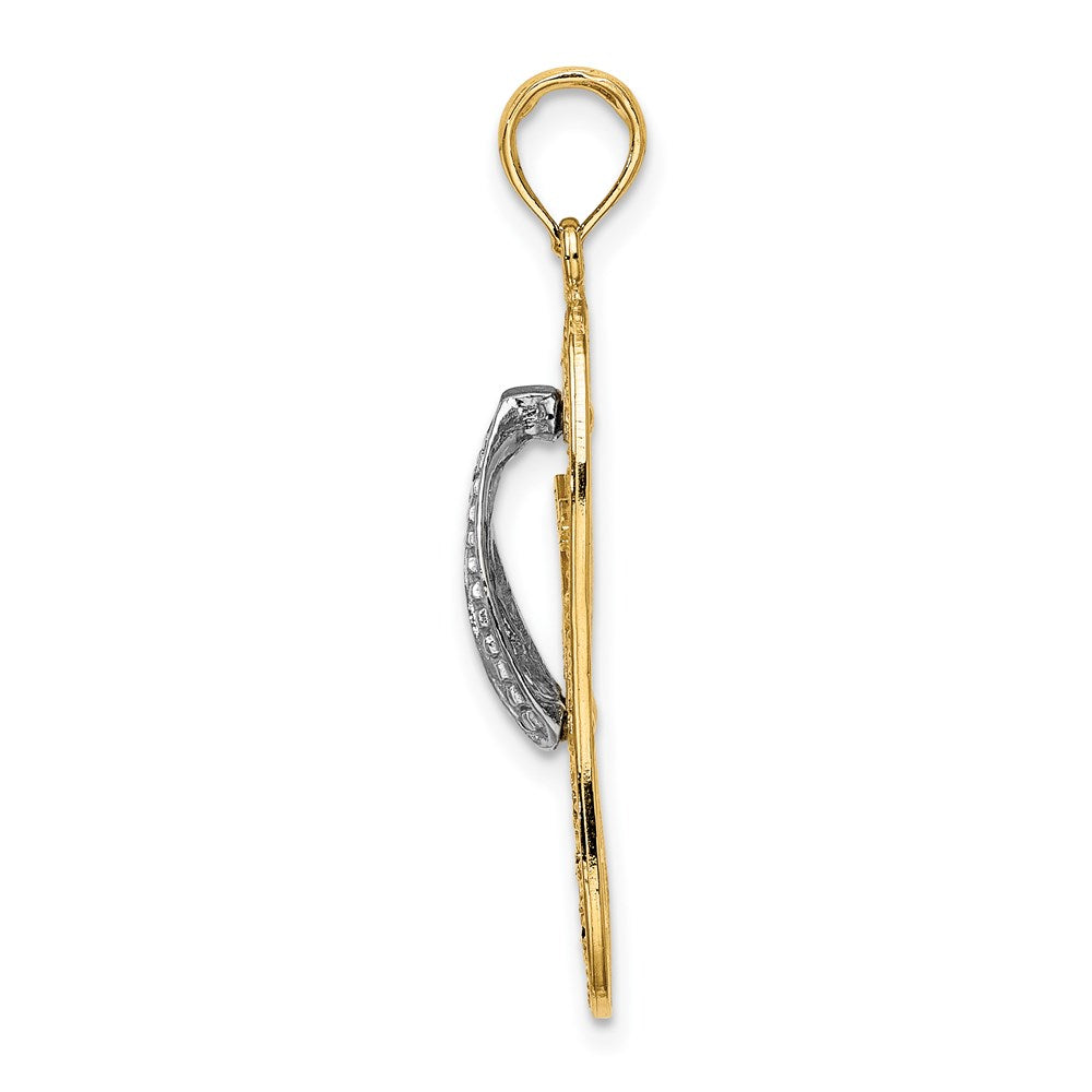 14k Yellow u0026 Rhodium Gold w/Rhodium Palm Tree Flip-Flop Charm