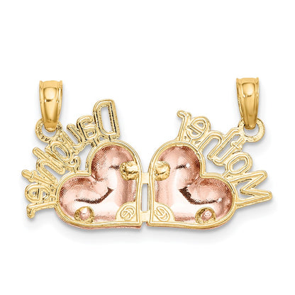 14k Two-tone Gold Two-tone Gold MOTHER and DAUGHTER Break-Apart Hearts Charm