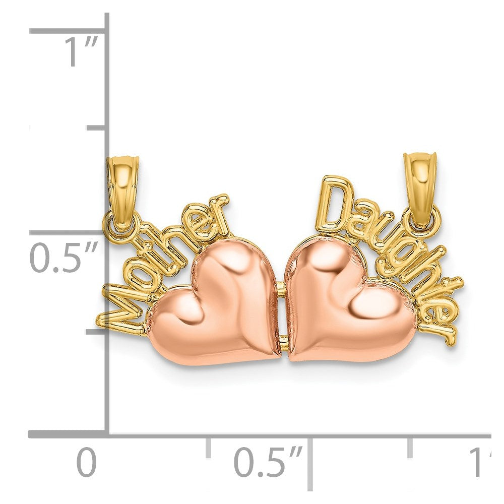 14k Two-tone Gold Two-tone Gold MOTHER and DAUGHTER Break-Apart Hearts Charm