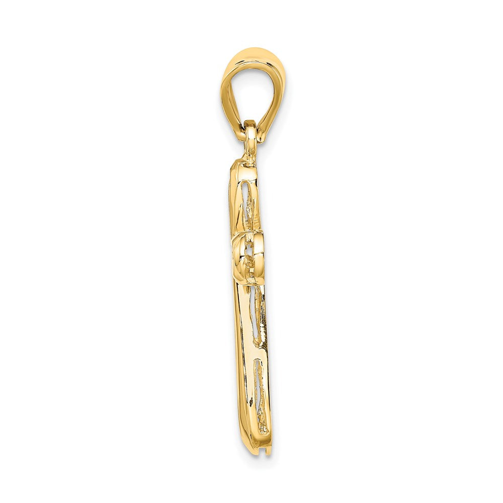 14k Yellow Gold Polished Cut-Out Cross Charm