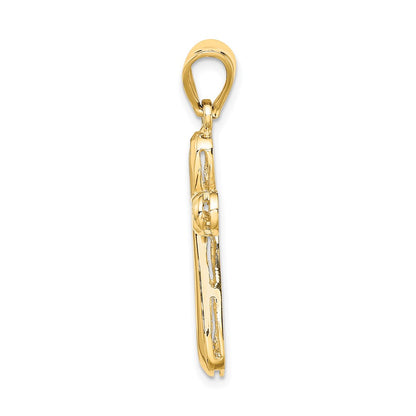 14k Yellow Gold Polished Cut-Out Cross Charm