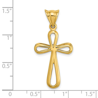 14k Yellow Gold Polished Cut-Out Cross Charm