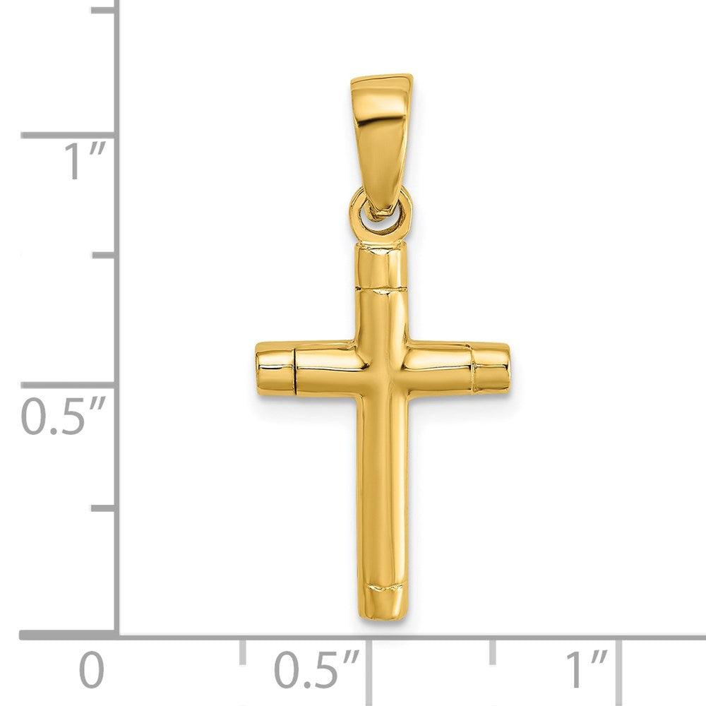 14k Yellow Gold Tubular Cross Charm