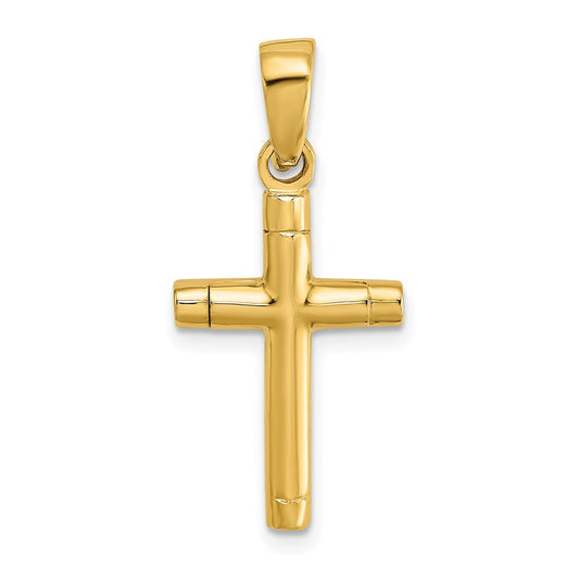14k Yellow Gold Tubular Cross Charm