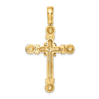 14k Yellow Gold X Center With Rounded Ends Cross Pendant