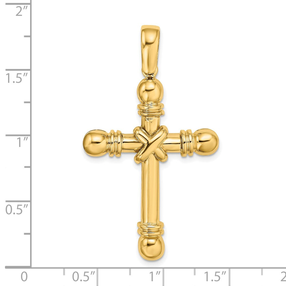 14k Yellow Gold X Center With Rounded Ends Cross Pendant