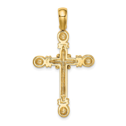 14k Yellow Gold Polished X In Center of Cross Charm