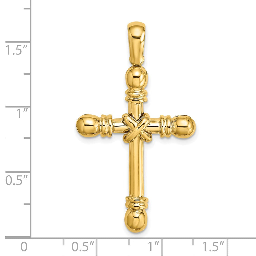 14k Yellow Gold Polished X In Center of Cross Charm