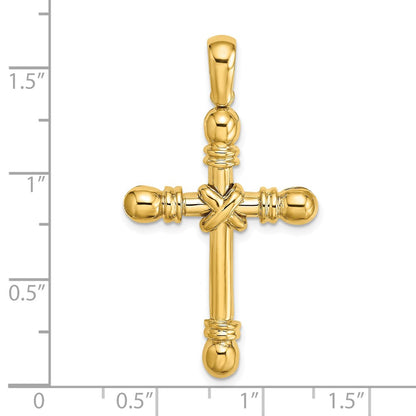 14k Yellow Gold Polished X In Center of Cross Charm