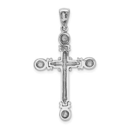 14k White Gold  X  Center Rounded Ends Cross Pendant