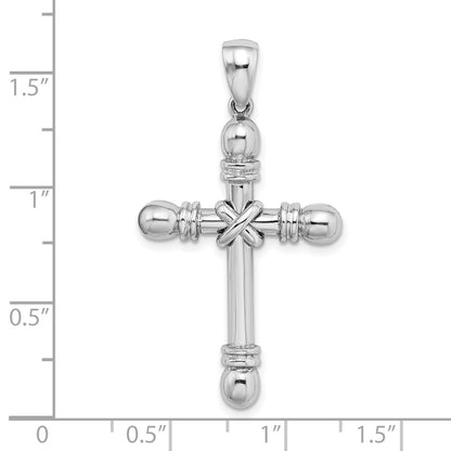 14k White Gold  X  Center Rounded Ends Cross Pendant